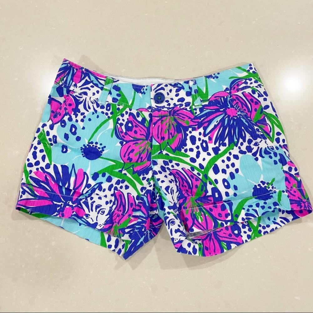 Lilly Pulitzer The Callahan Shorts In the Garden Fluorescent Pink Purple 0